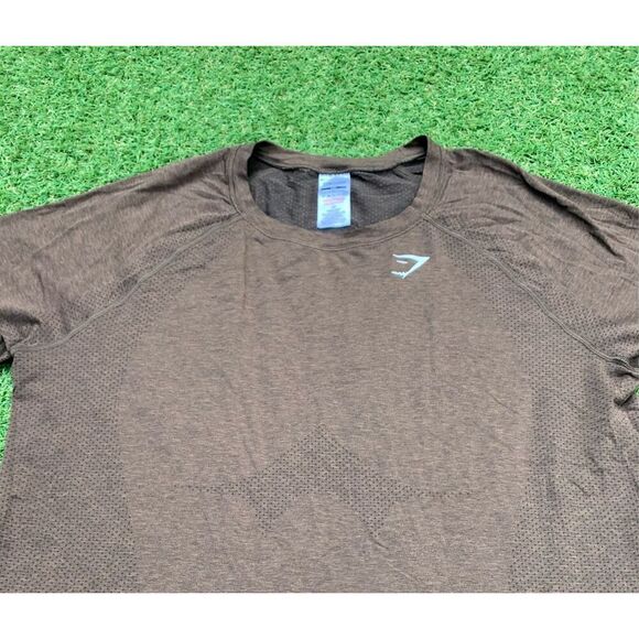 NWOT GYMSHARK VITAL BROWN seamless SHORT SLEEVE T SHIRT women XXL men L - Picture 2 of 6